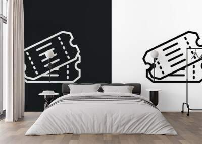 two movie tickets icon isolated in white and black colors. two movie tickets outline vector icon from cinema collection for web, mobile apps and ui. Wall mural