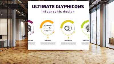 ultimate glyphicons infographic element with filled icons and 6 step or option. ultimate glyphicons icons such as internet security, phone connection, tings bars, two circles, target with circle, Wall mural