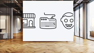 ultimate glyphicons outline icons set. ultimate glyphicons icons such as plus button, groceries shop, computer keyboard, smiling face, reload circular arrow vector. can be used web and mobile. Wall mural