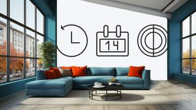 user interface outline icons set. user interface icons such as internet modem, past, daily calendar day 14, hue circle, office folders vector. can be used web and mobile. Wall mural