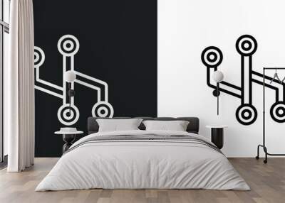 version control icon isolated in white and black colors. version control outline vector icon from technology collection for web, mobile apps and ui. Wall mural