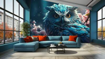 Fantasy owl, wallpaper owl - Generative AI Wall mural