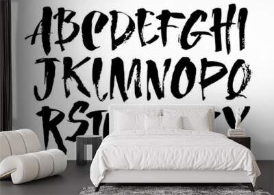 Vector Acrylic Brush Style Hand Drawn Alphabet Font. Calligraphy alphabet on a white background Wall mural