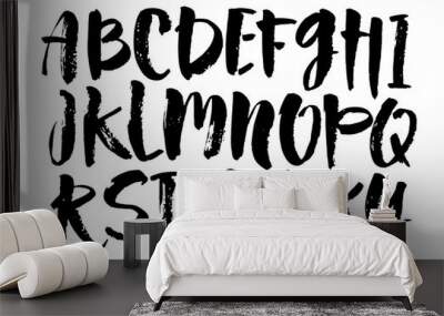 Vector Acrylic Brush Style Hand Drawn Alphabet Font. Calligraphy alphabet on a white background Wall mural