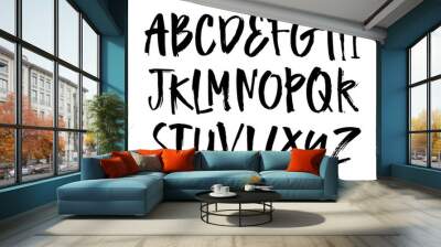 Vector Acrylic Brush Style Hand Drawn Alphabet Font. Calligraphy alphabet on a white background Wall mural