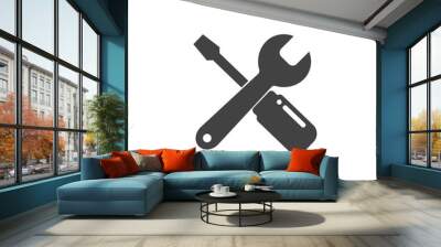 Screwdriver and wrench icon vector Wall mural