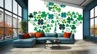 Shamrock with three petals filled with shamrocks Wall mural