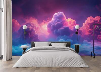 Pink and blue cloudscape Wall mural