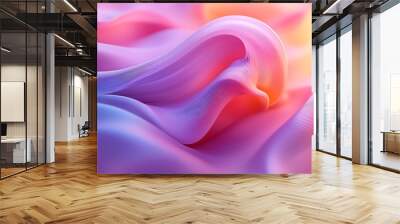 A wavy pattern in purple, pink, and orange blends together in a bold and colorful design. Wall mural