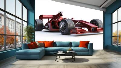 Red racing car standing ready for race start Wall mural