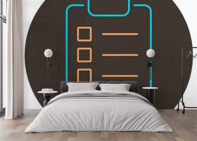 Survey on clipboard line icon. Two color icon on round background Wall mural