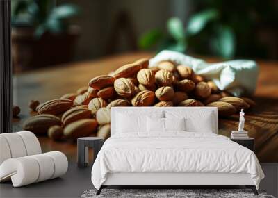 almonds wooden table Wall mural