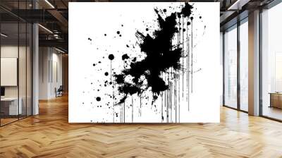 Collection of ink splatters ink splashes el close up of a black and white ink splatter Wall mural