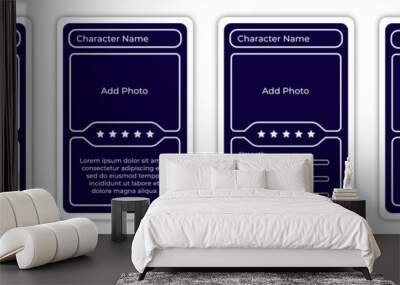 complete bundle game card border template with blue dark color for game card Wall mural