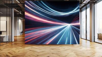 High-speed light trails and dynamic patterns representing technological acceleration, ideal for digital advertising or event banners Wall mural