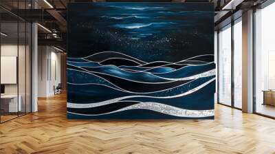 Ocean's Silence: Beneath the Moonlit Waves abstract background Wall mural