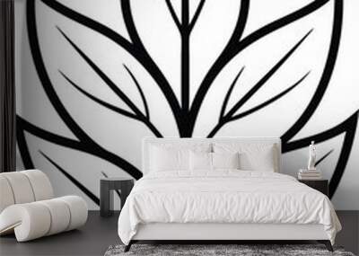 Fem leaf line art icon, vector illustration on black and white. Wall mural