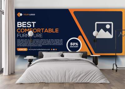 Furniture sale Facebook cover page design, web banner for furniture product promotion Wall mural