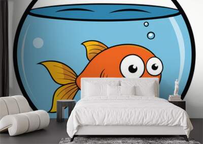 Goldfish in Fishbowl vector illustration on white background. Wall mural