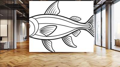 Neon Tetra fish line art vector illustration on black and white. Wall mural