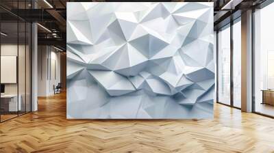 Abstract white geometric pattern on gray background modern digital technology global network metal bending for wallpaper, logo, banner, web design.  Wall mural