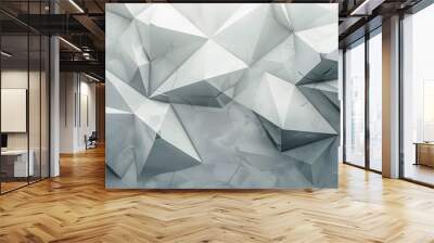 Abstract white geometric pattern on gray background modern digital technology global network metal bending for wallpaper, logo, banner, web design.  Wall mural