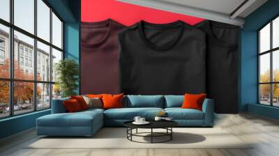 Black t-shirts with copy space.  Wall mural