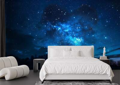 Bright stars in a night sky arranged in the shape of a heart, romantic magic night, love and Valentines day card.  Wall mural