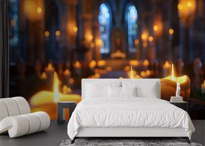 Close up of candles in a church.  Wall mural