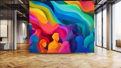 Colorful Rainbow Pride Month Vector Background Human Rights Diversity Concept LGBT Individuality Wall mural