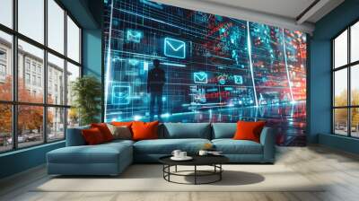 Cyber security, Information privacy, Data protection. Internet and technology concept on virtual screen.  Wall mural