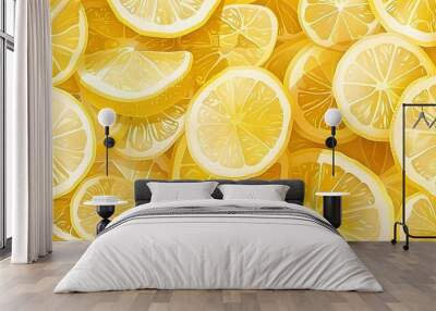 Fresh lemon slices pattern backgrond.  Wall mural