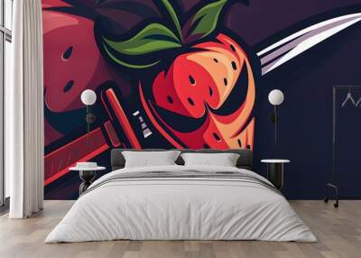 fruit ninja logo vector design template. Wall mural