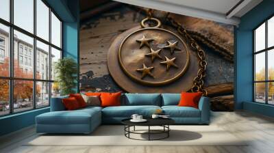 Gold winners award with three stars.  Wall mural