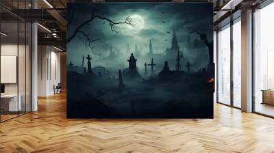 graveyard silhouette halloween Abstract Background.  Wall mural