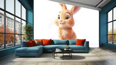 Happy bunny cartoon isolated on white background.  Wall mural