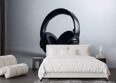 High-quality headphones on a white background. Headphone product photo beats.  Wall mural