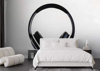 High-quality headphones on a white background. Headphone product photo beats.  Wall mural