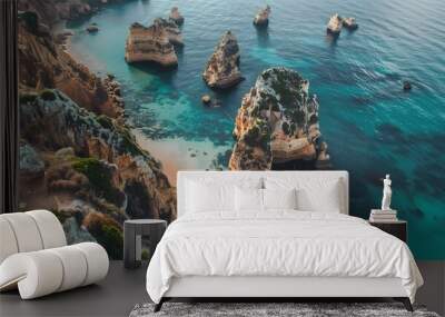 Landscape with Praia do Camilo, famous beach in Algarve, Portugal.  Wall mural