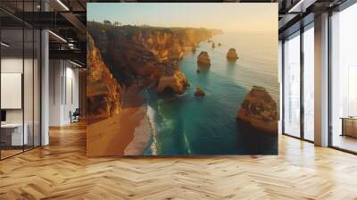 Landscape with Praia do Camilo, famous beach in Algarve, Portugal.  Wall mural