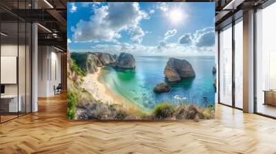 Landscape with Praia do Camilo, famous beach in Algarve, Portugal.  Wall mural