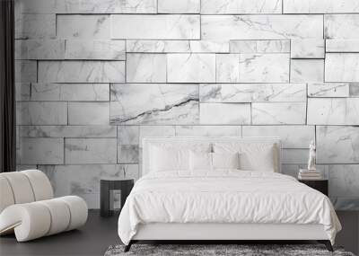 Marble tile stone wall grey texture background in elegance square white natural pattern texture for background and wallpaper.  Wall mural