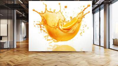 orange juice splash isolated on white background. Made with generative ai Wall mural