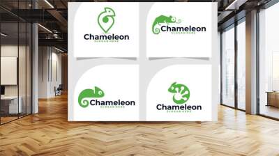 set of chameleon logo vector design template Wall mural