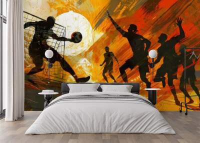 silhouette Abstract silhouette of a wireframe handball player from particles on the background. Convenient organization of eps file. Vector illustartion. Thanks for watching .  Wall mural