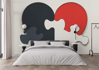 Two puzzle pieces fitting together to form a heart Wall mural