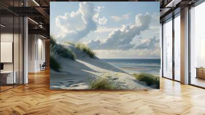 View from dune top over North Sea.  Wall mural