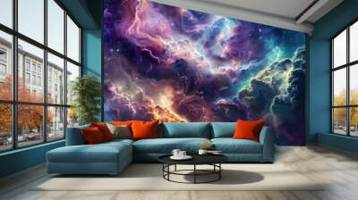 visualization of space with different colors background Wall mural