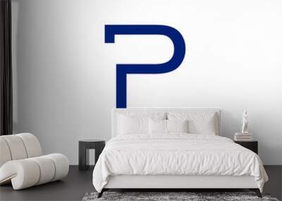 abstract blue letter P logo Wall mural