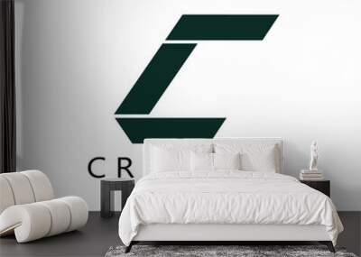 abstract logo letter C in dark green color Wall mural